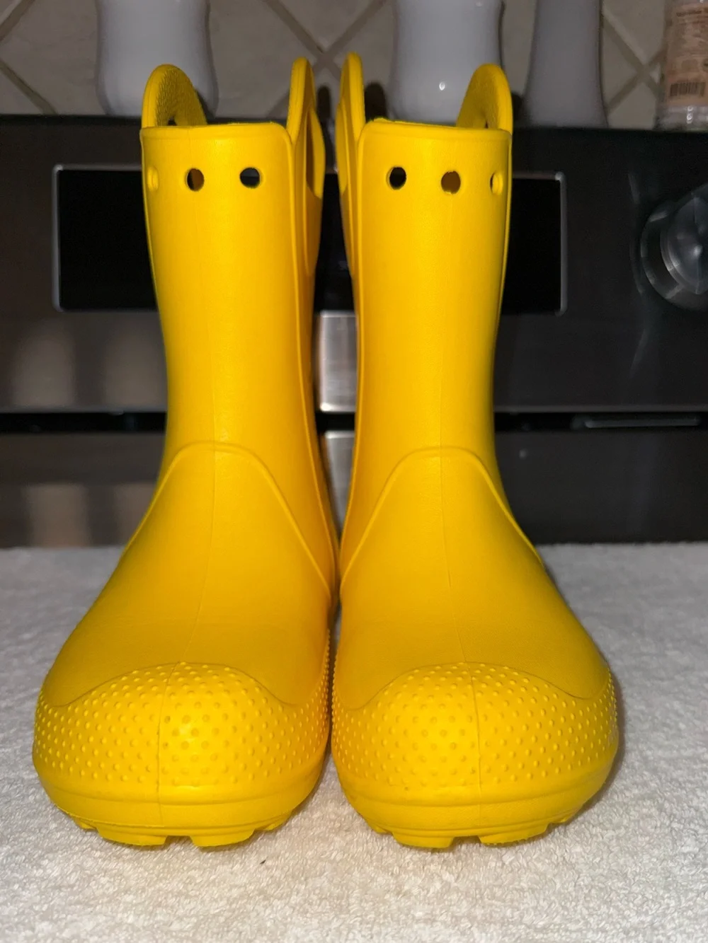 CROCS Kids'‎ Yellow Classic Rain Boot with Handle